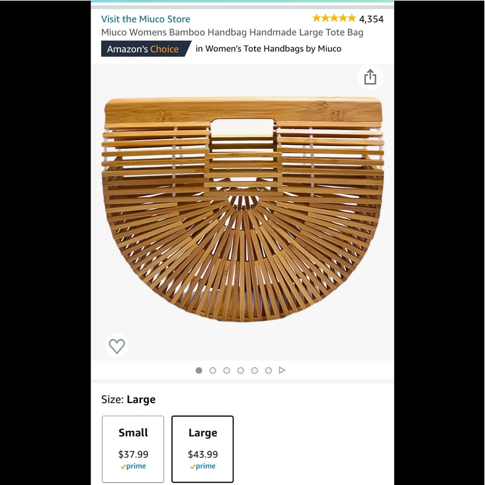 Large bamboo handbag, NWOT